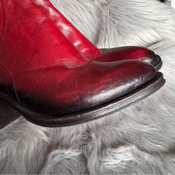 🔥 JO GHOST Italian Red Ombre Leather Ankle Boots Size 37 🔥 - Picture 6 of 10